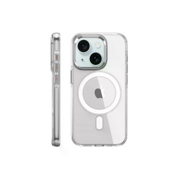 Fuchsia İphone 15 Pro Uyumlu Crystal Şeffaf Kablosuz Şarj Özellikli Kılıf