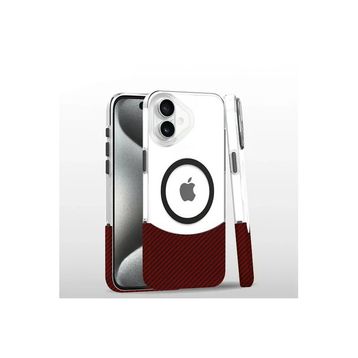 Fuchsia İphone 16 İle Uyumlu Carbon Puzzle Pembe Kablosuz Şarj Özellikli Kapak