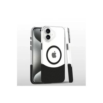 Fuchsia İphone 16 İle Uyumlu Carbon Puzzle Siyah 2 Kablosuz Şarj Özellikli Kapak