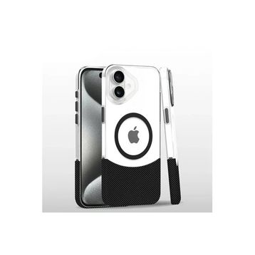 Fuchsia İphone 16 İle Uyumlu Carbon Puzzle Siyah Kablosuz Şarj Özellikli Kapak