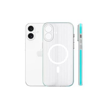Fuchsia İphone 16 İle Uyumlu Line Mavi Kablosuz Şarj Özellikli Kapak