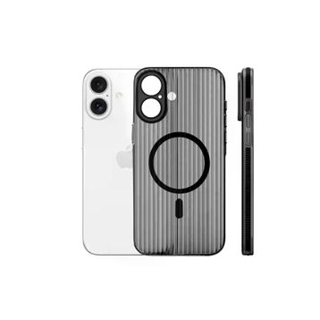 Fuchsia İphone 16 İle Uyumlu Line Siyah Kablosuz Şarj Özellikli Kapak