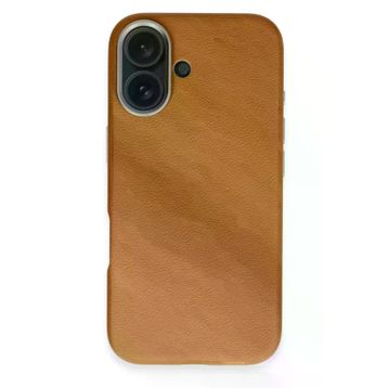 Fuchsia İphone 16 İle Uyumlu Wonder Kahverengi Deri Kablosuz Şarj Özellikli Kapak
