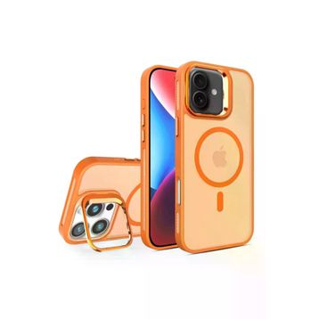 Fuchsia İphone 16 Plus İle Uyumlu Flet Lens Turuncu Kablosuz Şarj Özellikli Kapak