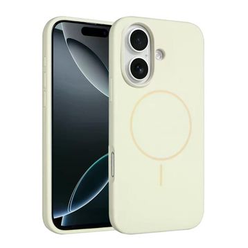Fuchsia İphone 16 Plus Uyumlu Jully Bej Kablosuz Şarj Özellikli Kılıf