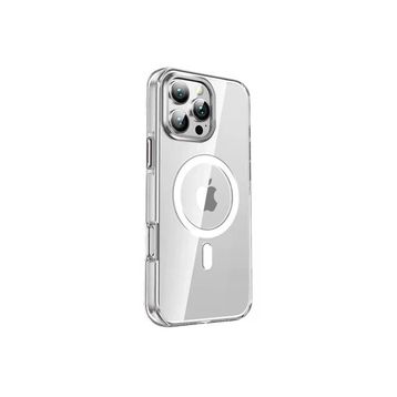 Fuchsia İphone 16 Pro İle Uyumlu Crystal Şeffaf Kablosuz Şarj Özellikli Kapak
