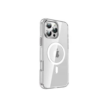 Fuchsia İphone 16 Pro İle Uyumlu Crystal Şeffaf Kablosuz Şarj Özellikli Kapak