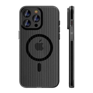 Fuchsia İphone 16 Pro İle Uyumlu Line Siyah Kablosuz Şarj Özellikli Kapak