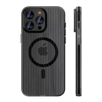 Fuchsia İphone 16 Pro İle Uyumlu Line Siyah Kablosuz Şarj Özellikli Kapak