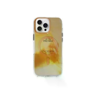 Fuchsia İphone 16 Pro İle Uyumlu Phantom Gold Kablosuz Şarj Özellikli Kapak