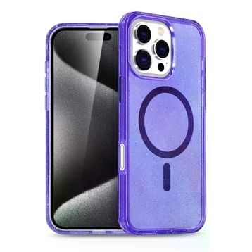 Fuchsia İphone 16 Pro İle Uyumlu Star Mor Kablosuz Şarj Özellikli Kapak