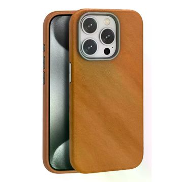 Fuchsia İphone 16 Pro İle Uyumlu Wonder Kahverengi Deri Kablosuz Şarj Özellikli Kapak