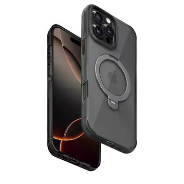 Fuchsia İphone 16 Pro Max İle Uyumlu Hbc-338 Andes Siyah Kablosuz Şarj Özellikli Standlı Kapak