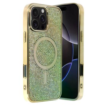 Fuchsia İphone 16 Pro Max İle Uyumlu Helen Gold Kablosuz Şarj Özellikli Kapak