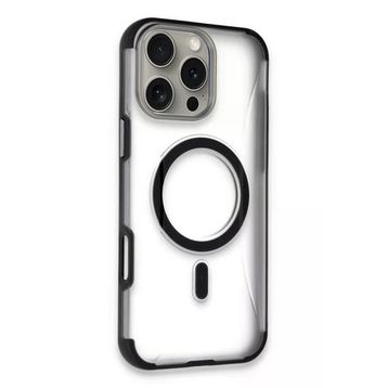 Fuchsia İphone 16 Pro Max İle Uyumlu Hilton Siyah Kablosuz Şarj Özellikli Kapak
