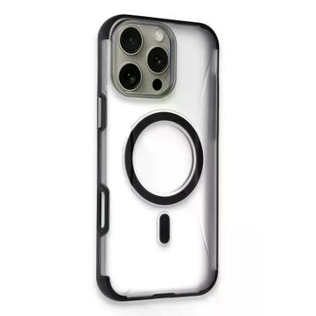 Fuchsia İphone 16 Pro Max İle Uyumlu Hilton Siyah Kablosuz Şarj Özellikli Kapak