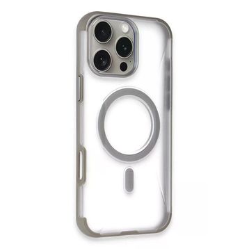 Fuchsia İphone 16 Pro Max İle Uyumlu Hilton Titan Gri Kablosuz Şarj Özellikli Kapak