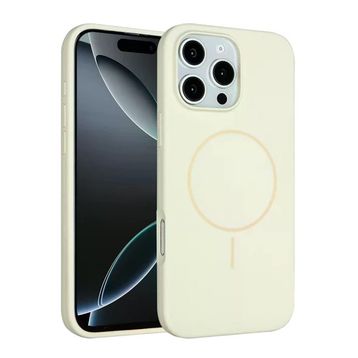 Fuchsia İphone 16 Pro Max İle Uyumlu Kılıf Jully Bej Kablosuz Şarj Özellikli Kapak