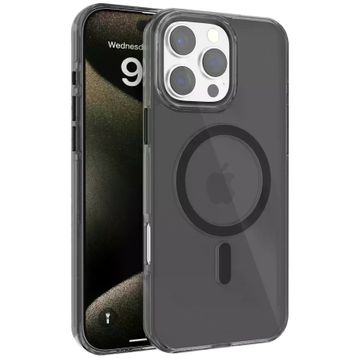 Fuchsia İphone 16 Pro Max Uyumlu Gleam Siyah Pc Sert Kablosuz Şarj Özellikli Kılıf