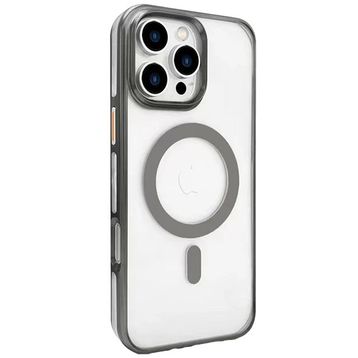 Fuchsia İphone 16 Pro Max Uyumlu Gleam Titan Gri Pc Sert Kablosuz Şarj Özellikli Kılıf