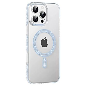 Fuchsia İphone 16 Pro Max Uyumlu Move Taşlı Mavi Kablosuz Şarj Özellikli Kapak