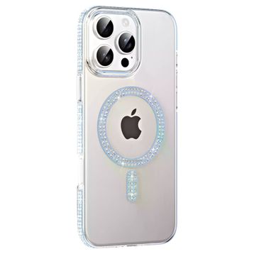 Fuchsia İphone 16 Pro Max Uyumlu Move Taşlı Mavi Kablosuz Şarj Özellikli Kapak