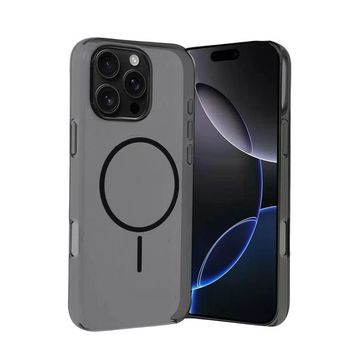 Fuchsia İphone 16 Pro Max Uyumlu Pc Blank Siyah Kablosuz Şarj Özellikli Kapak