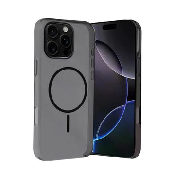 Fuchsia İphone 16 Pro Max Uyumlu Pc Blank Siyah Kablosuz Şarj Özellikli Kapak