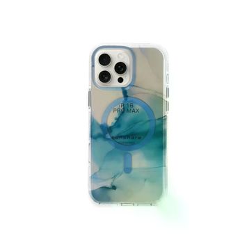 Fuchsia İphone 16 Pro Max Uyumlu Phantom Mavi Kablosuz Şarj Özellikli Kapak