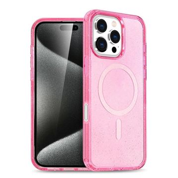 Fuchsia İphone 16 Pro Max Uyumlu Star Pembe Kablosuz Şarj Özellikli Kapak