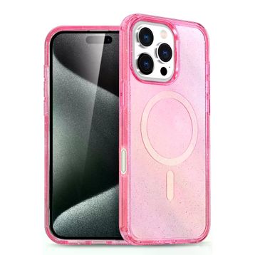 Fuchsia İphone 16 Pro Max Uyumlu Star Pembe Kablosuz Şarj Özellikli Kapak