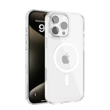 Fuchsia İphone 16 Pro Uyumlu Gleam Şeffaf Pc Sert Kablosuz Şarj Özellikli Kılıf