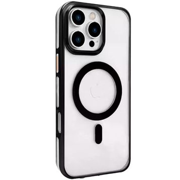 Fuchsia İphone 16 Pro Uyumlu Gleam Şeffaf Siyah Pc Sert Kablosuz Şarj Özellikli Kılıf