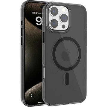 Fuchsia İphone 16 Pro Uyumlu Gleam Siyah Pc Sert Kablosuz Şarj Özellikli Kılıf