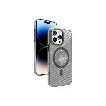 Fuchsia İphone 16 Pro Uyumlu Stella Siyah Pc Sert Kablosuz Şarj Özellikli Kılıf