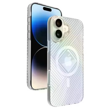Fuchsia İphone 16 Uyumlu Stella Şeffaf Pc Sert Kablosuz Şarj Özellikli Kılıf