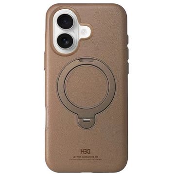 Fuchsia İphone 16 Uyumlu Vapor Gold Deri Kablosuz Şarj Özellikli Standlı Kılıf