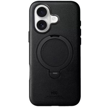 Fuchsia İphone 16 Uyumlu Vapor Siyah Deri Kablosuz Şarj Özellikli Standlı Kılıf