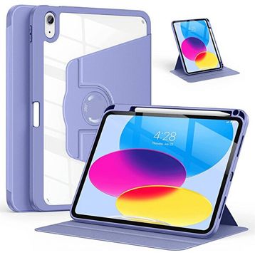 Fuchsia Pino iPad 10.9 inç 10. Nesil 360 Derece Dönebilen Standlı Mor Tablet Kılıfı