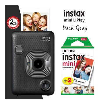 Fujifilm Instax Mini LiPlay Koyu Gri Dijital Fotoğraf Makinesi + 20'li Film