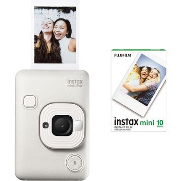 Fujifilm Instax Mini LiPlay Sisli Beyaz Dijital Fotoğraf Makinesi + 10'lu Film