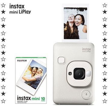 Fujifilm Instax Mini LiPlay Sisli Beyaz Dijital Fotoğraf Makinesi + 10'lu Film