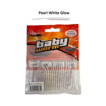 Fujin Baby Worm Pearl White Glow 5.2 cm Floating 18 Adet LRF Silikonu