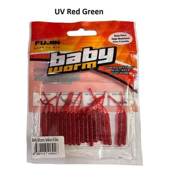 Fujin Baby Worm UV Red Green 5.2 cm Floating 18 Adet LRF Silikonu