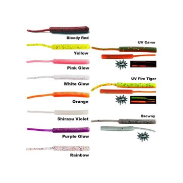 Fujin Baby Worm UV Red Green 5.2 cm Floating 18 Adet LRF Silikonu