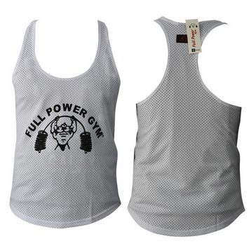 Full Power Gym Beyaz Fileli Erkek Atlet