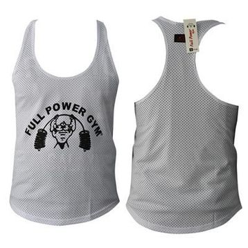 Full Power Gym Beyaz Fileli Erkek Atlet