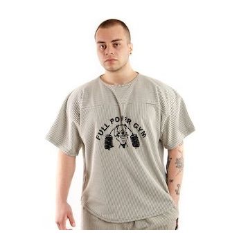 Full Power Gym Beyaz Siyah Çizgili Ragtop Spor T-shirt