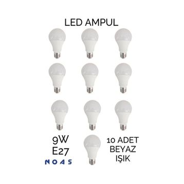 Full Reyon 10 Adet 9 Watt E27 Beyaz Işık Duylu Led Ampul