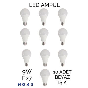 Full Reyon 10 Adet 9 Watt E27 Beyaz Işık Duylu Led Ampul